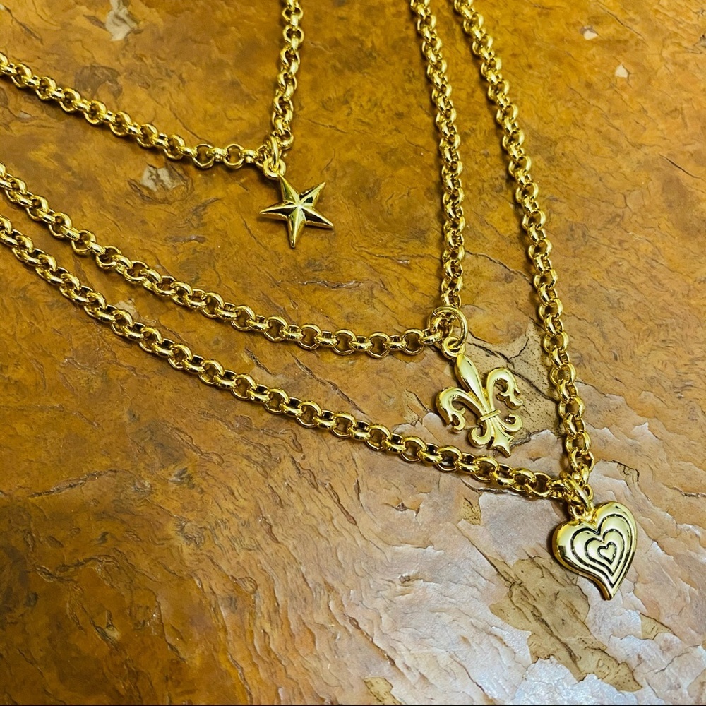 Beautiful three strand petite charm necklace